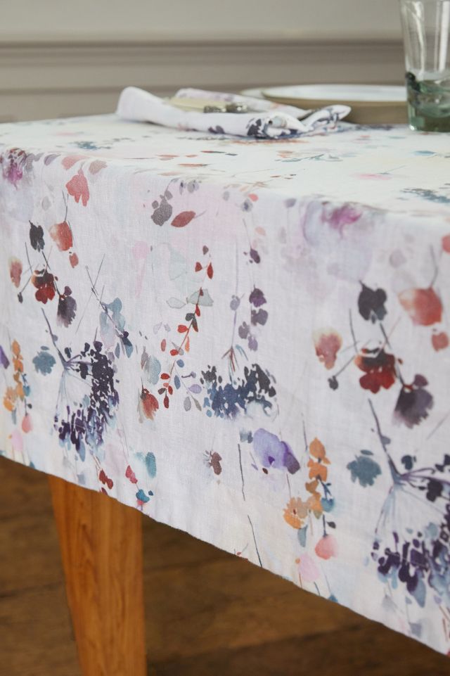 Lithuanian Linen Tablecloth, Painted Florals #7
