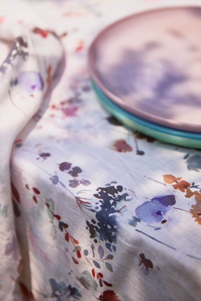Lithuanian Linen Tablecloth, Painted Florals #1