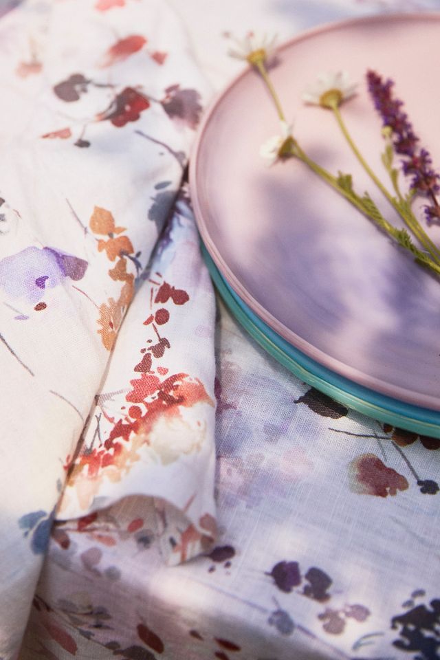 Lithuanian Linen Tablecloth, Painted Florals #3