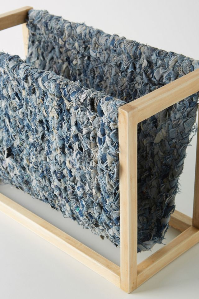 Tess Denim Rag Magazine Holder #1