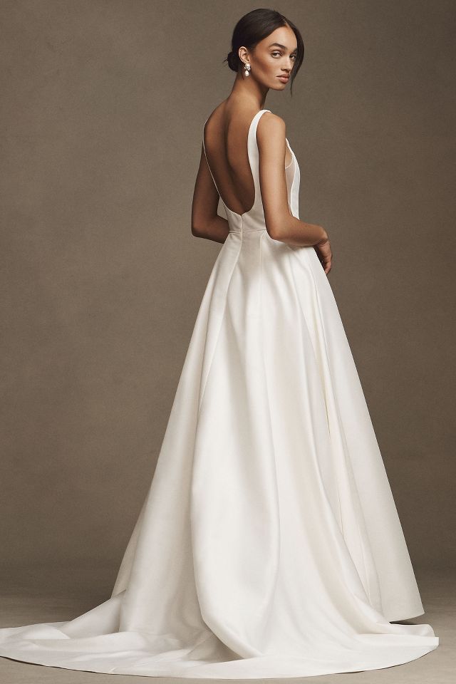 Jenny by Jenny Yoo Lawrence Square-Neck Open-Back Taffeta Wedding Gown