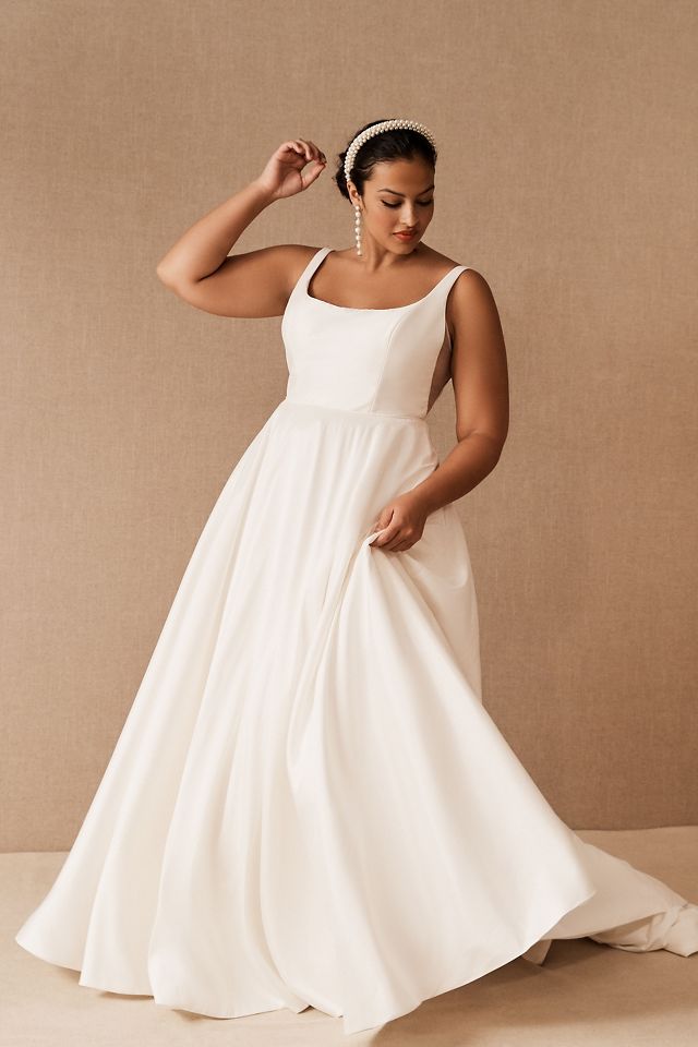 Jenny by Jenny Yoo Lawrence Square-Neck Open-Back Taffeta Wedding Gown