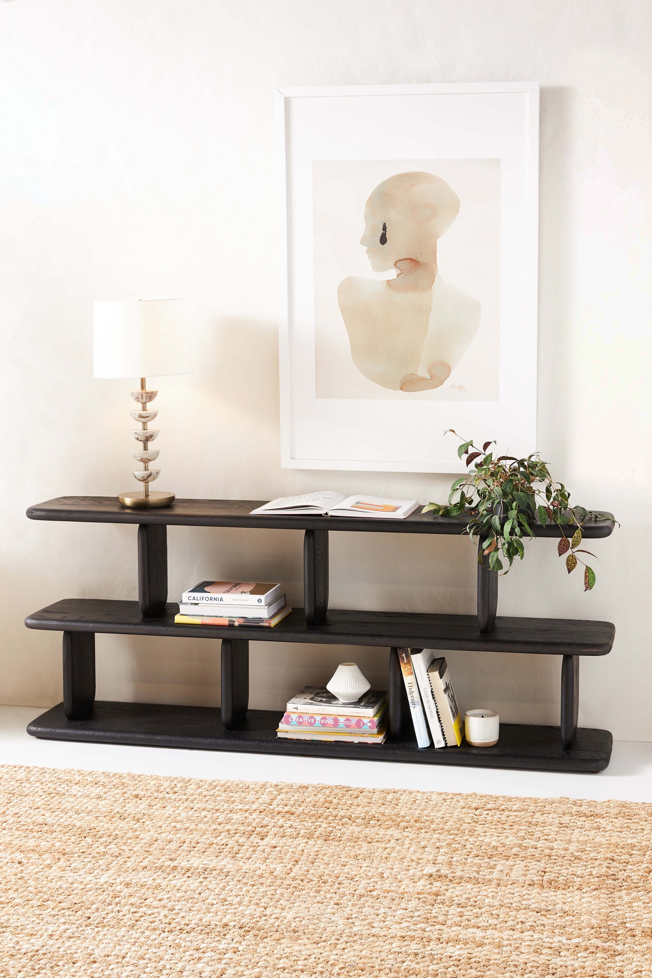 Kalle Sculptural Oak Two-Tier Bookshelf