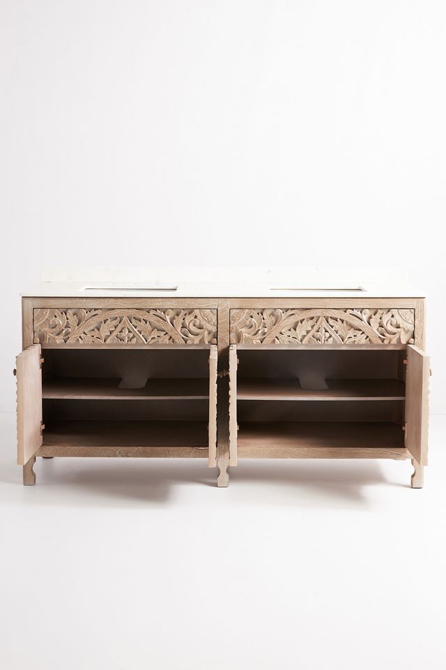 Handcarved Lombok Double Bathroom Vanity #1