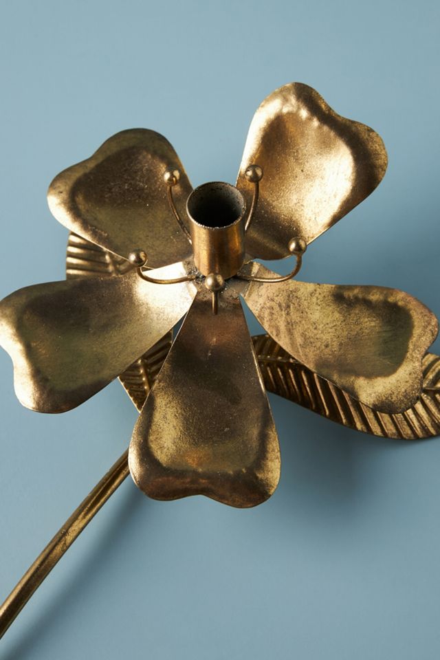 Anna Antique Brass Taper Holder - Magnolia