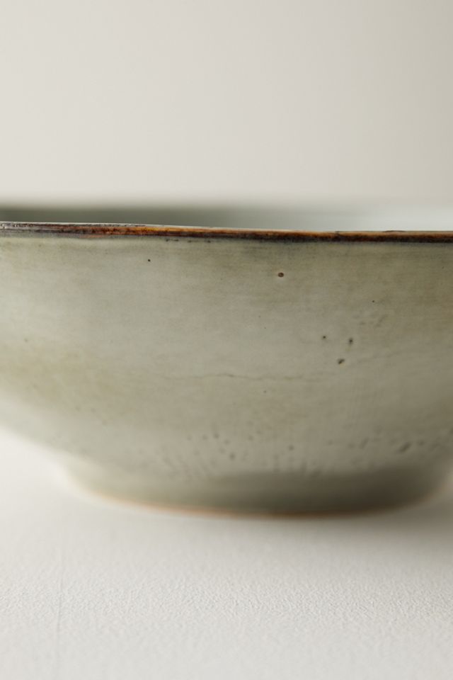 Washed Gray Ceramic Serving Bowl #1