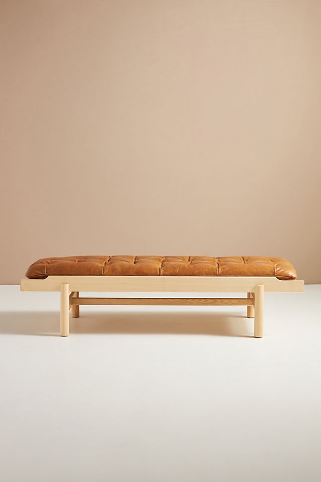 Anderson Leather Upholstered Bench, Leather Tufted Bench