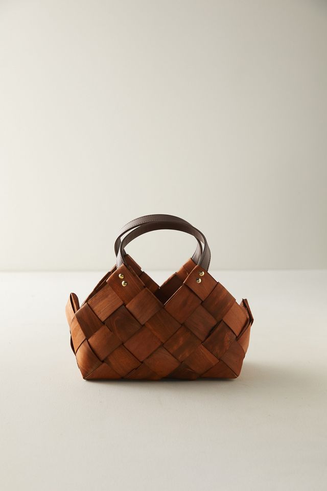 Woven Seagrass Basket with Leather Handles Terrain