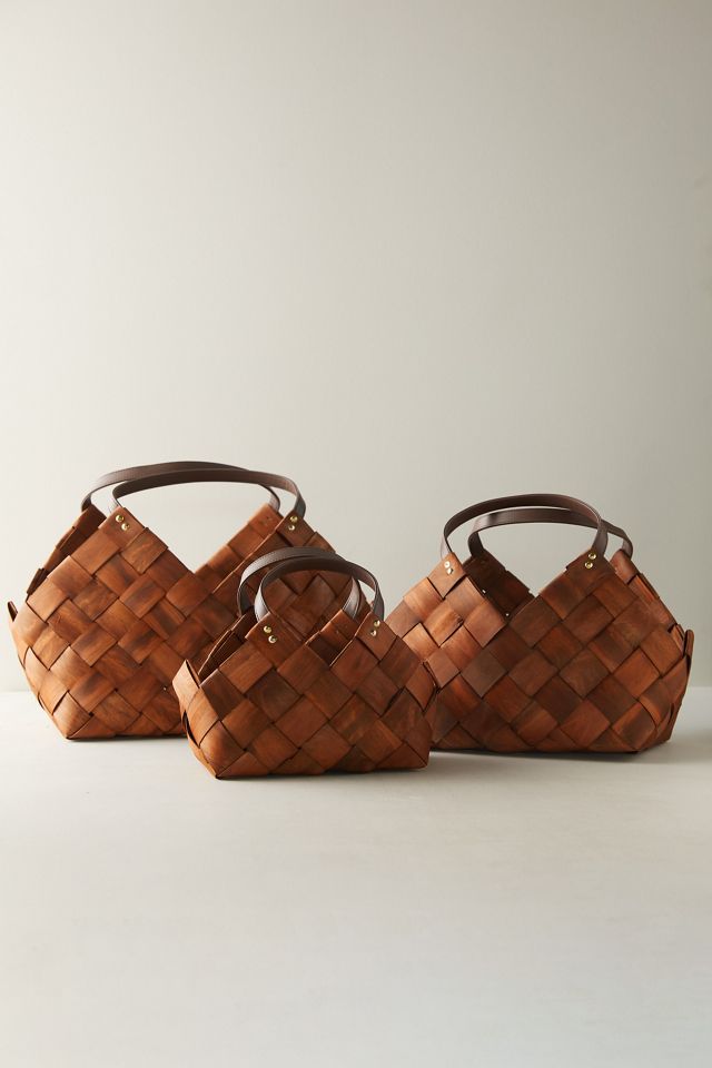 Woven Seagrass Basket with Leather Handles Terrain