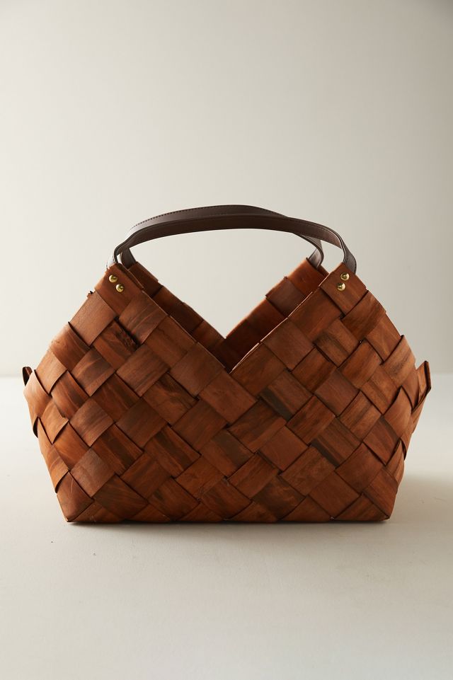 Woven Seagrass Basket with Leather Handles Terrain