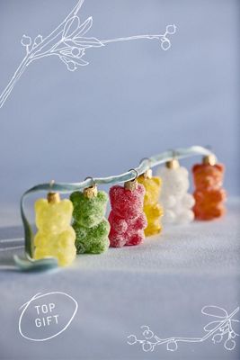 Gummy Bear Glass Ornaments, Set of 5