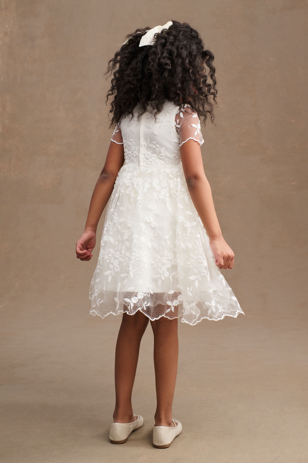 Princess Daliana Lindi Lace Piping Crew-Neck Flower Girl Dress