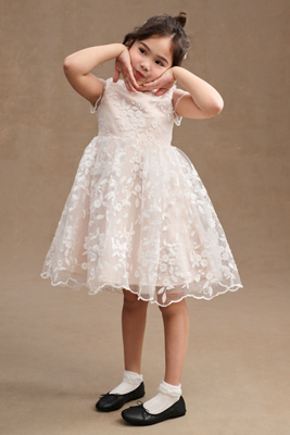 Lindi Lace Piping Crew-Neck Flower Girl Dress