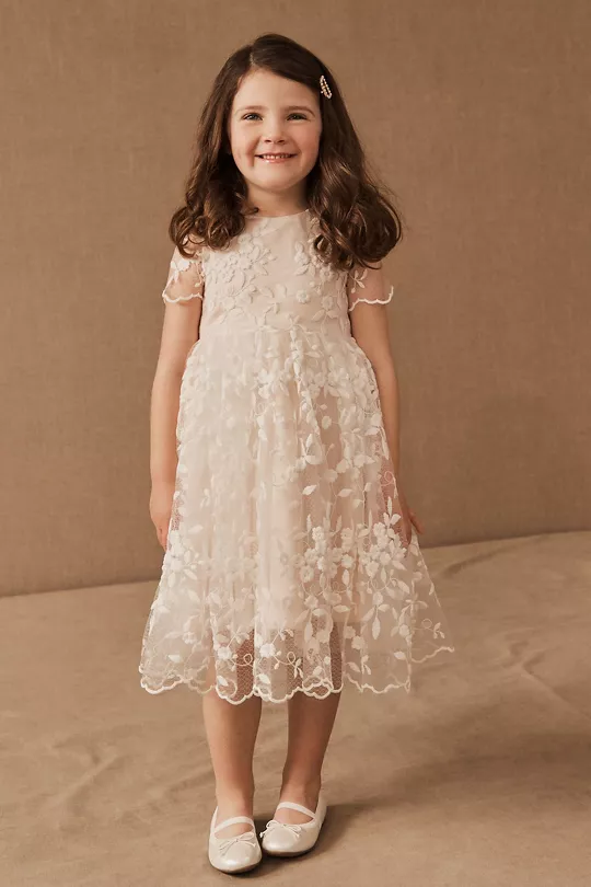 Princess Daliana Lindi Lace Piping Crew-Neck Flower Girl Dress