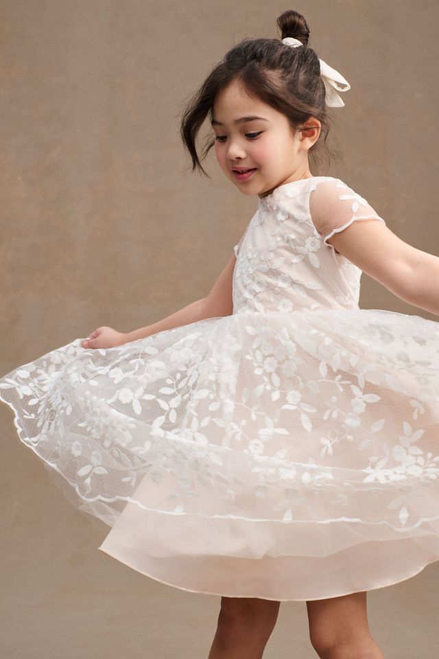 Princess Daliana Lindi Lace Piping Crew-Neck Flower Girl Dress