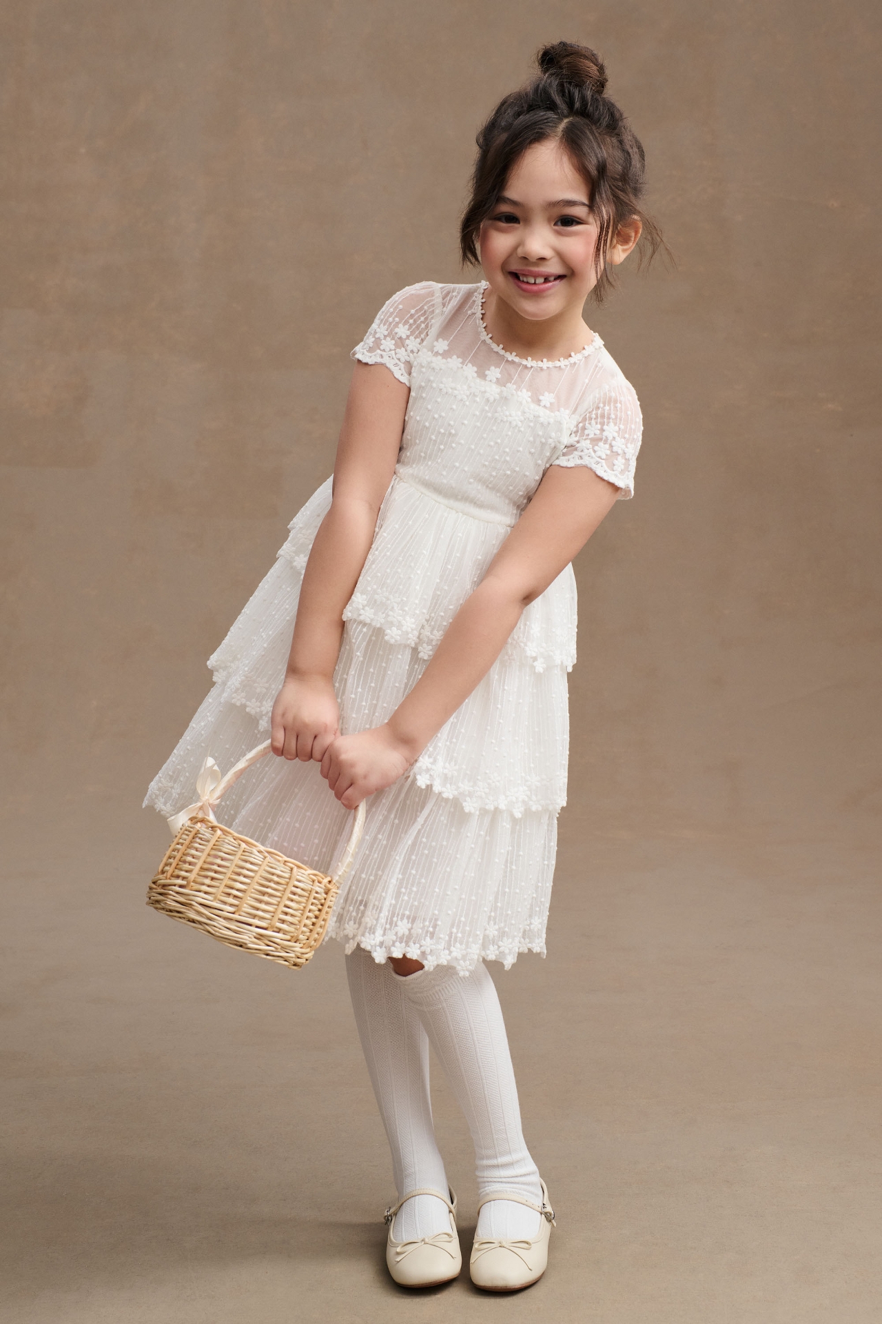 Princess Daliana Halli Tiered Embroidered Flower Girl Dress