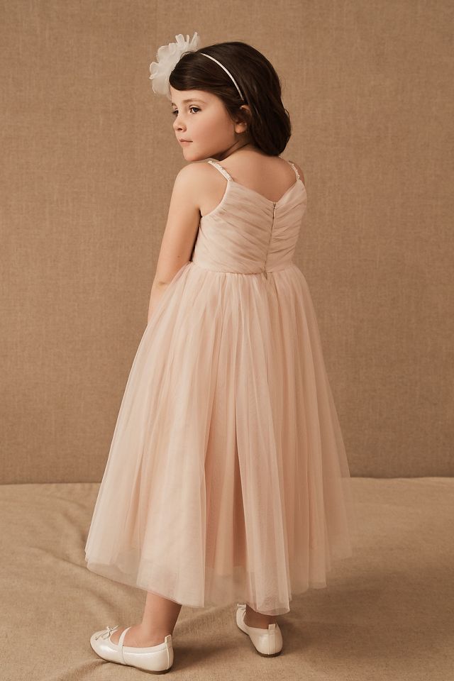 Princess Daliana Corynna Beaded Pearl Tulle Flower Girl Dress