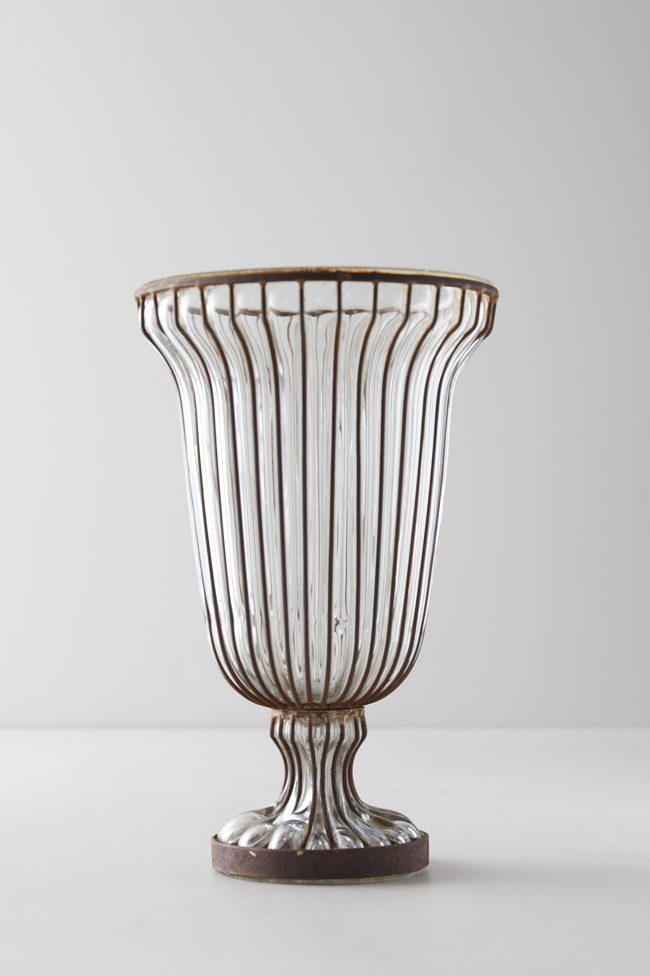 Fluted Glass + Iron Vase