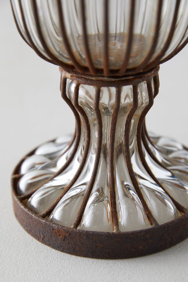 Fluted Glass + Iron Vase #6
