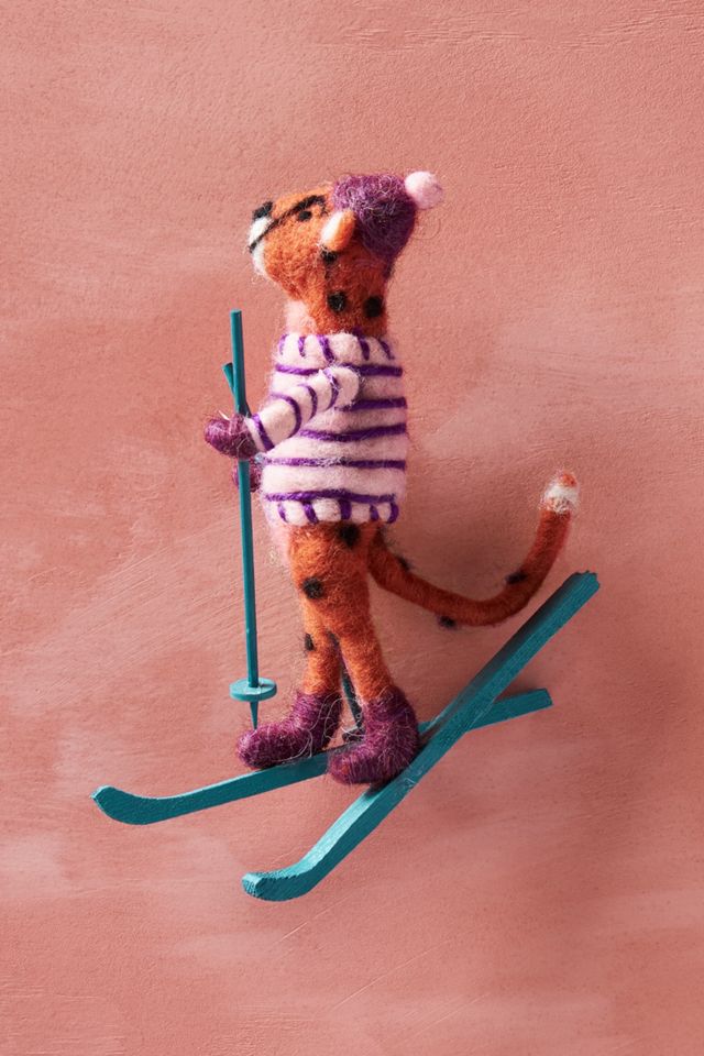Skiing Cheetah Ornament #1