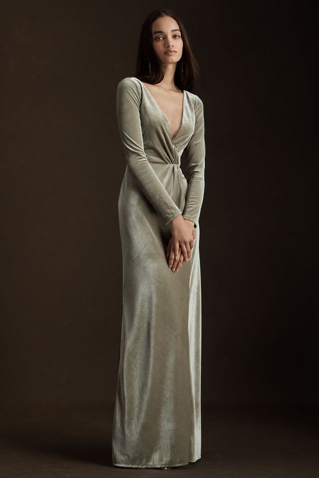 Long velvet outlet dress with sleeves