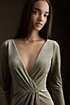 Jenny Yoo Ryland V-Neck Long-Sleeve Open-Back Stretch Velvet Gown #2
