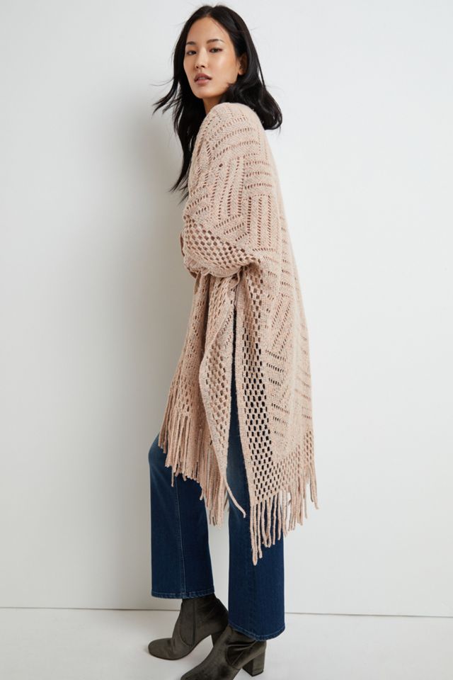 Sara Pointelle Fringed Kimono #3