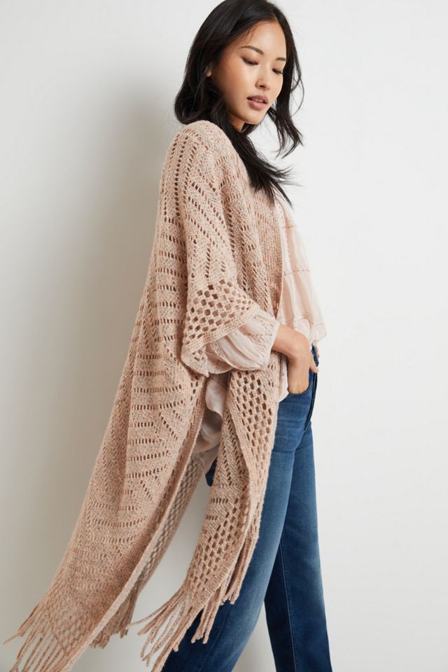 Sara Pointelle Fringed Kimono