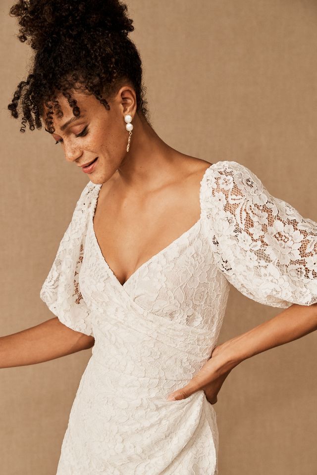 ANTHROPOLOGIE BHLDN Cailyn Dress White deals Lace Ruffle Sachin & Babi