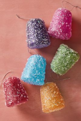 Glittered Gum Drop Ornaments, Set of 6