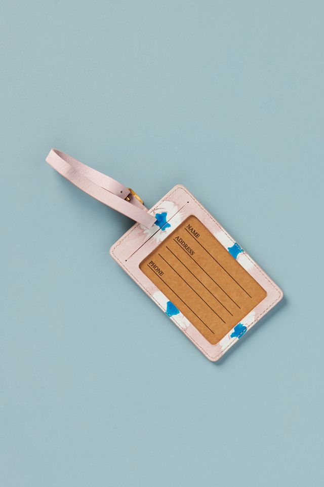 Shibori-Dyed Leather Luggage Tag