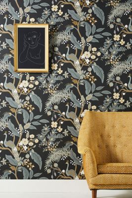 Rifle Paper Co. Peacock Black Wallpaper