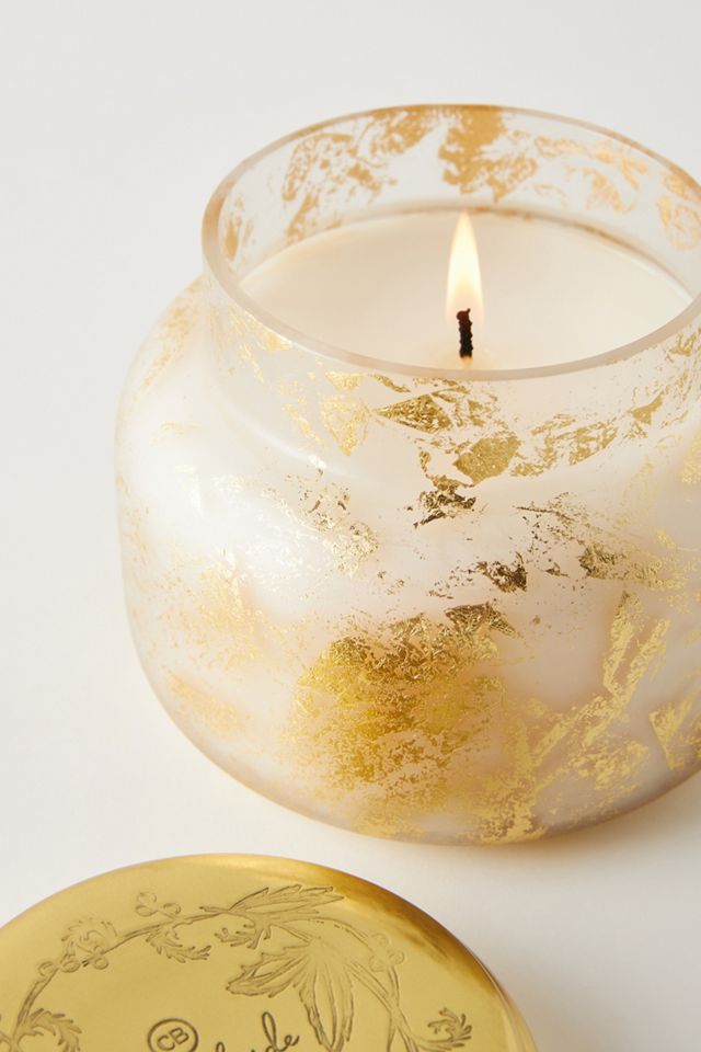 Capri Blue Hearthside Gold Foil Glass Jar Candle Anthropologie