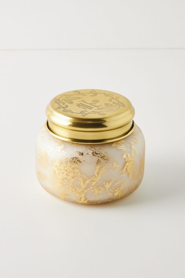 Capri Blue Hearthside Gold Foil Glass Jar Candle Anthropologie