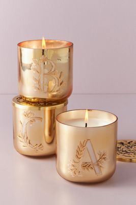 Holly Monogram Glass Candle