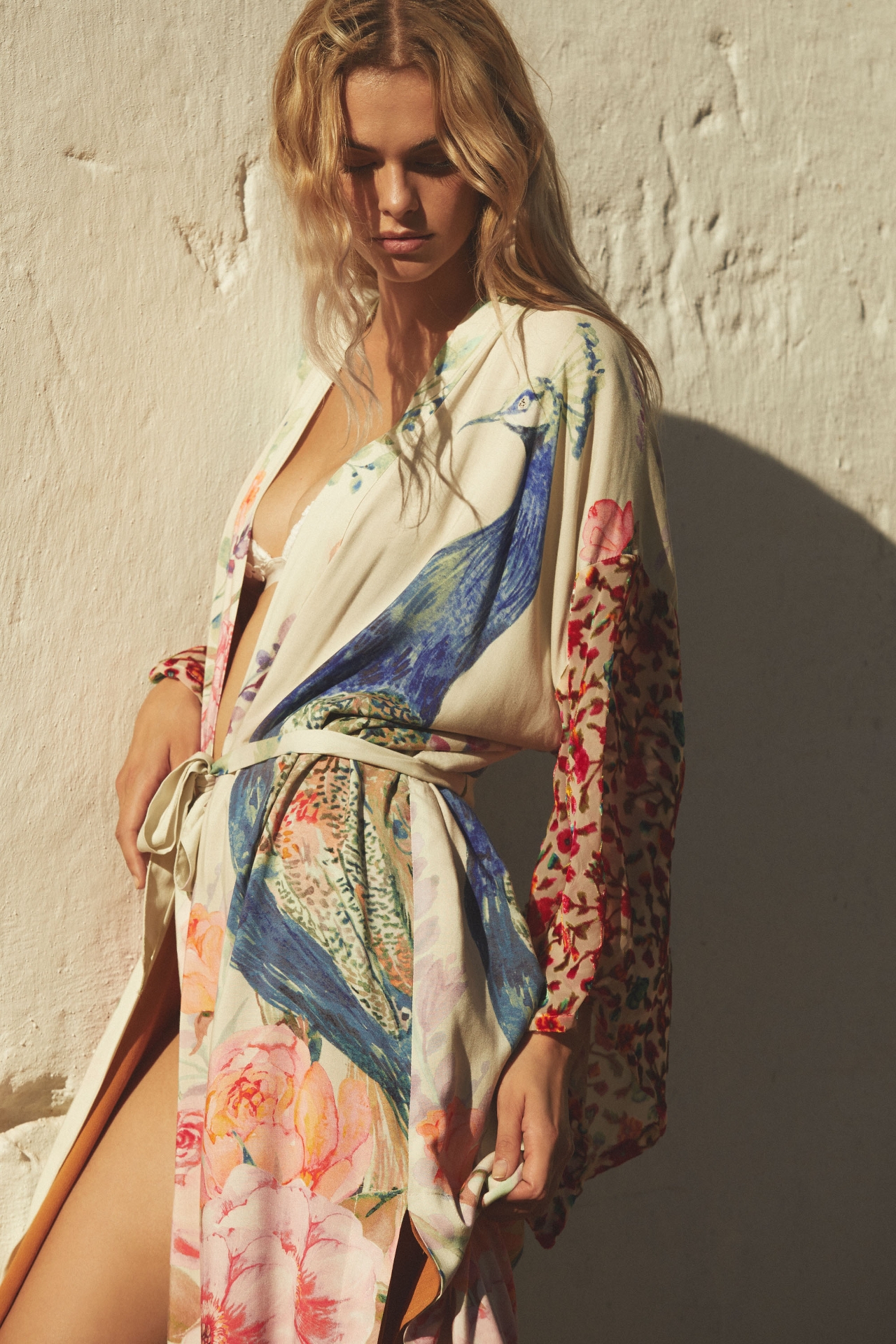 Aratta Bird Long Printed Robe