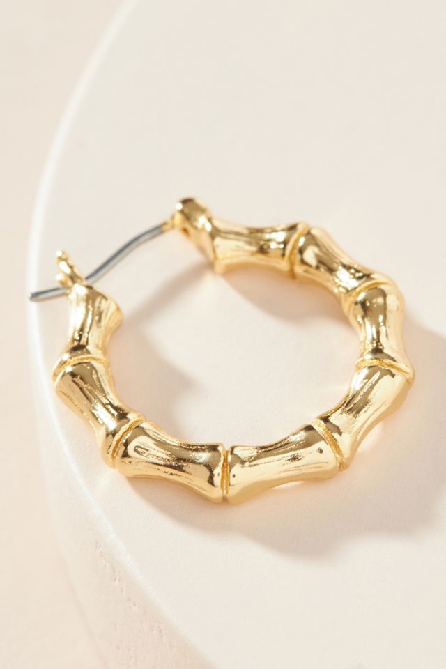 Bamboo Huggie Hoop Earrings #1