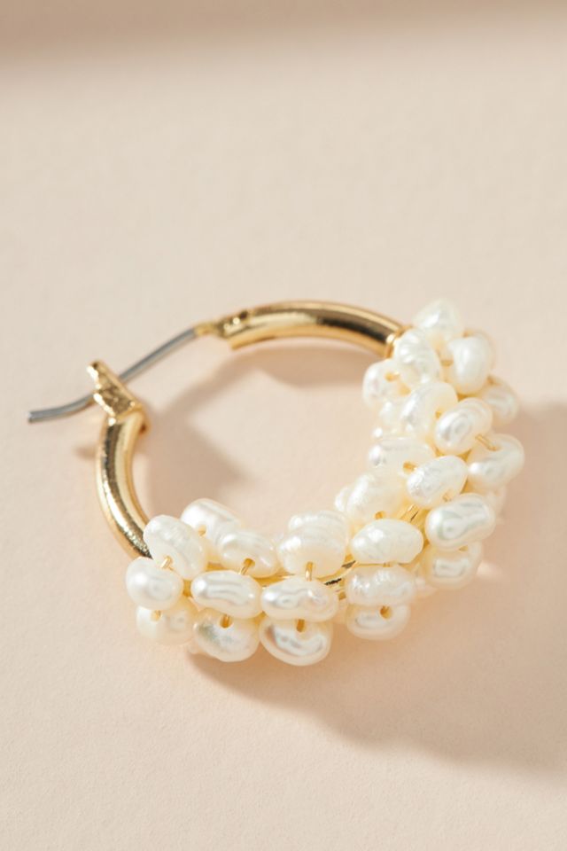 Cara Pearl Huggie Hoop Orecchini #1