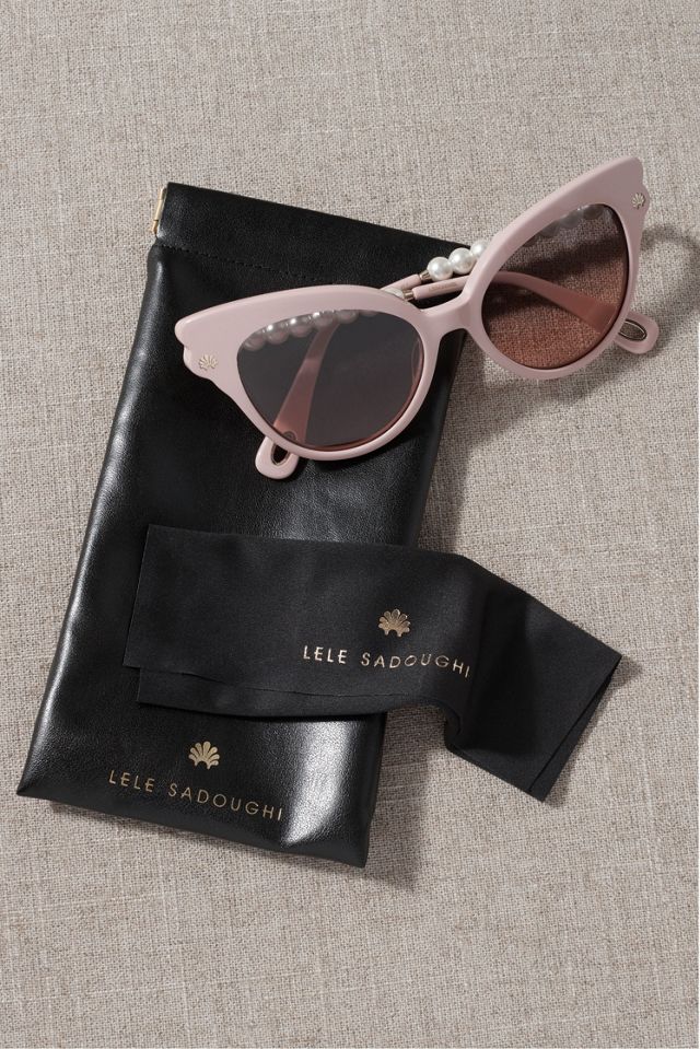 Lele Sadoughi Chelsea Sunglasses Blush Pink Pearl Cateye Hard To Find Lele Sadoughi - Cat-Eye Sunglasses - Jet – Sunni Spencer  main image 4