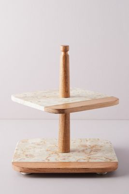 Marbled Acacia Tiered Platter