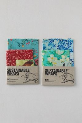 Reusable Beeswax Food Storage Wraps, Set of 3