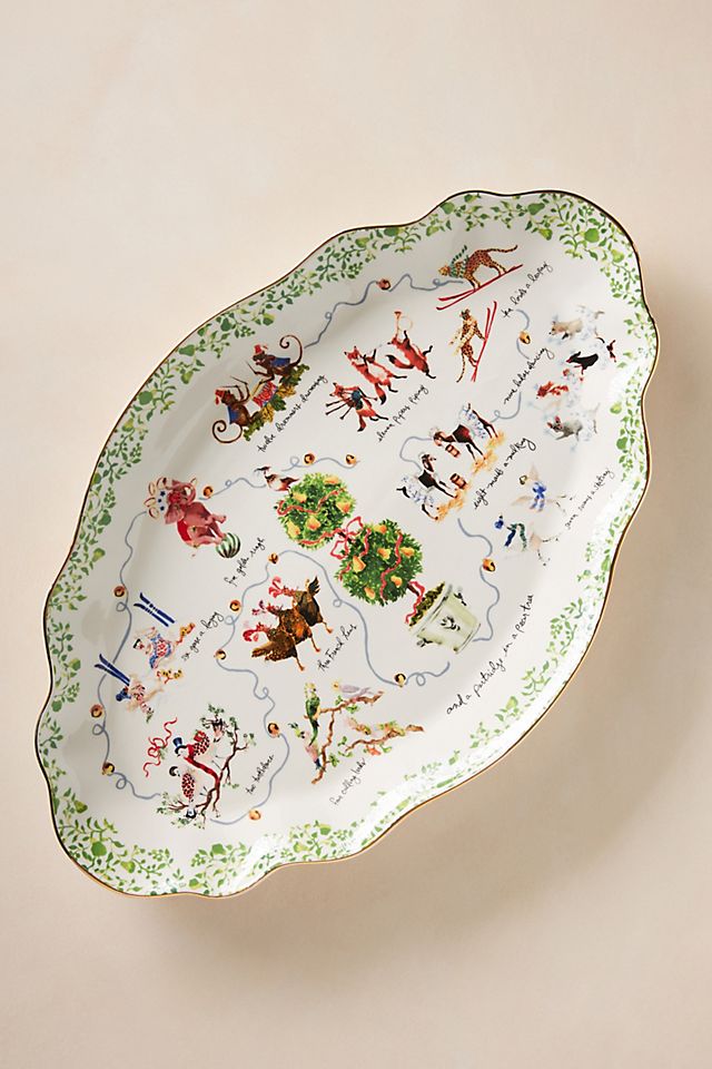 ONE NEW Anthropologie Inslee Fariss 12 Days of Christmas Plate # 2 TURTLE DOVES 
