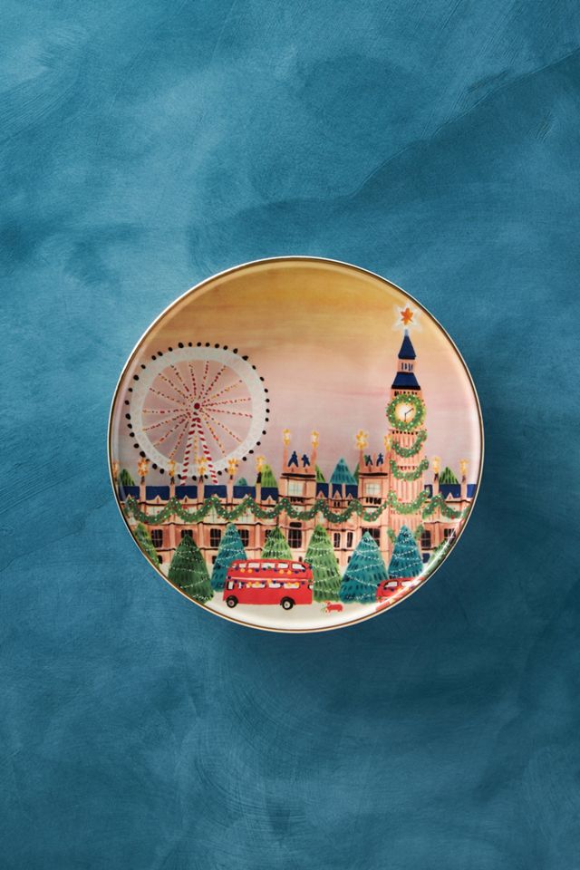 Christmas Time In The City Dessert Plate #1