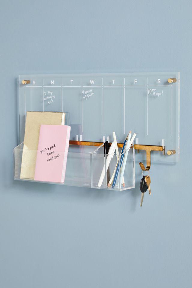 Russell Hazel Acrylic Clear & Gold Weekly Calendar