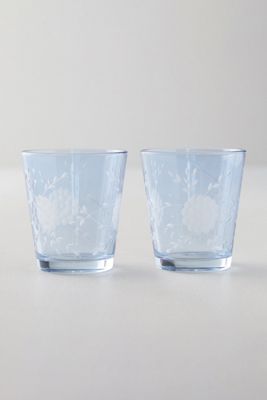 Etched Floral Tumblers, Set of 2