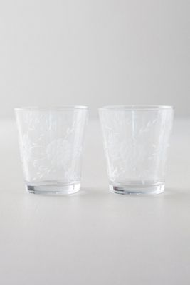 Etched Floral Tumblers, Set of 2