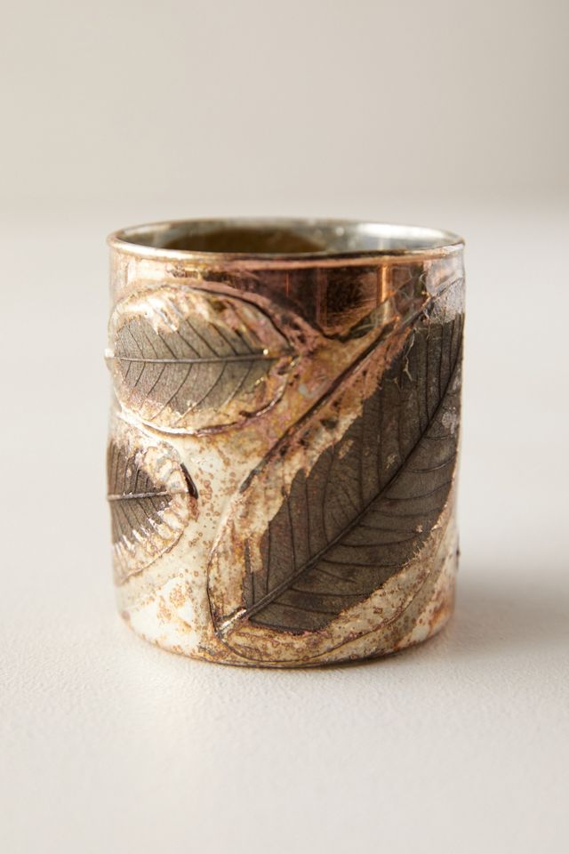 Metallic Pressed Leaf Votives, Set of 2 #3