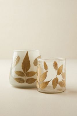 Pressed Leaf Votives, Set of 2