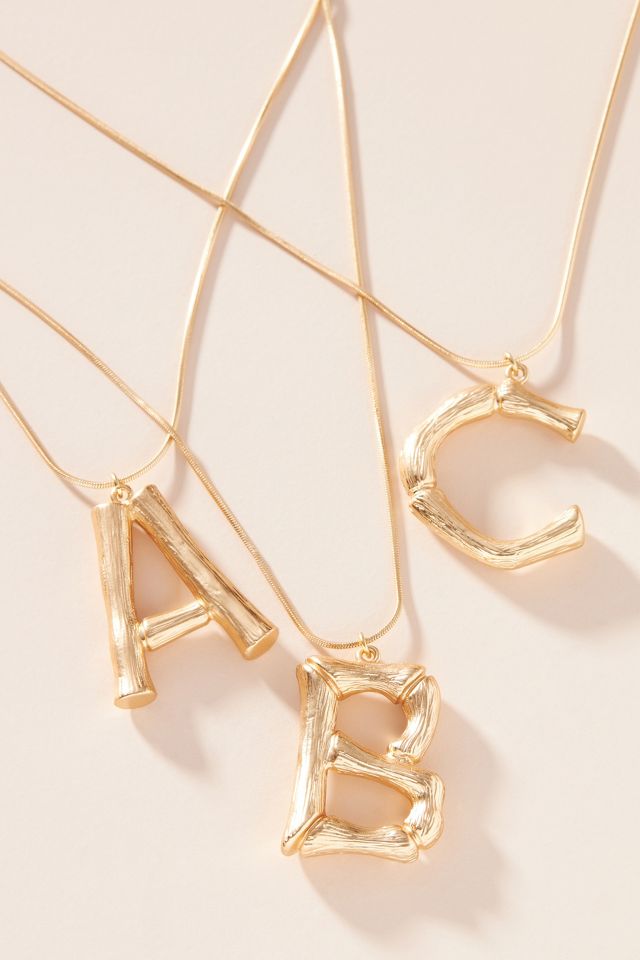 Initial on sale necklace bamboo