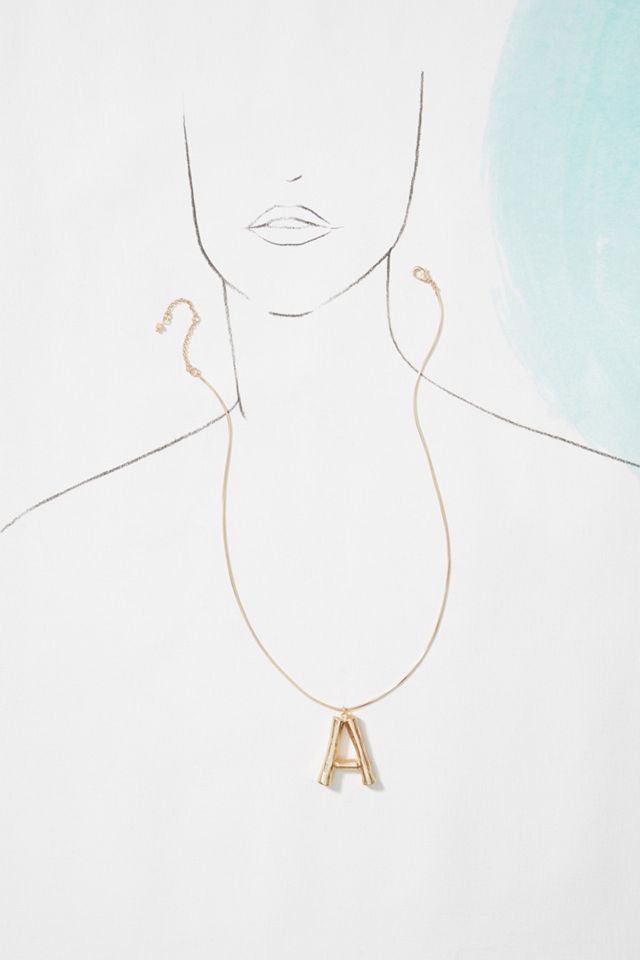 Bamboo Monogram Pendant Necklace #3
